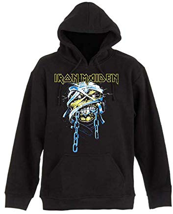 Rock Off officially licensed products Iron Maiden Mummy Powerslave Eddie Official Unisex Hoodie Hooded Top (Large) Black