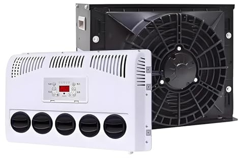 Aire Acondicionado Universal de 12V/24V, Portátil, Tipo Split, con Refrigeración Silenciosa y Control Remoto, para Semirremolques, Autobuses, Caravanas, Excavadoras, Camiones,24V-Black