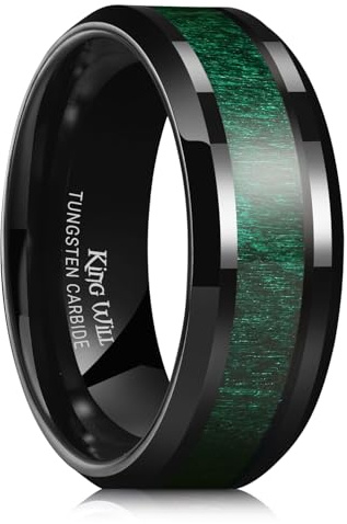 King Will Nature 8mm Echter Holz Wolframkarbid Ring Hochglanzpoliert Hochzeitsband Komfort Passform