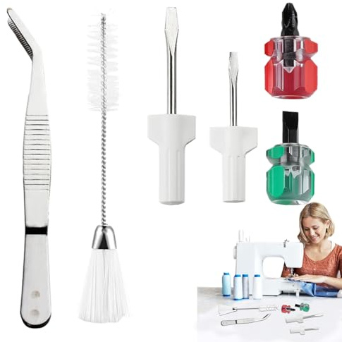 Reinigungswerkzeuge für die Nähmaschine – Reparatur des Reinigungssets, 6 x Schraubendreher-Set mit Pinsel mit Doppelkopf, Zubehör Ma