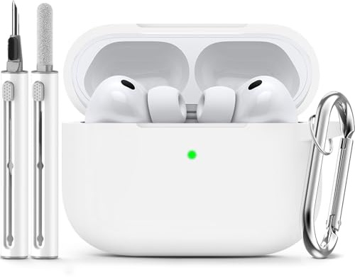Inesore Compatible with AirPods Pro 3 Case - White | Silicone Protective Case Cover for Apple Air Pod Pro 3rd (2025), Unisex Design, with Cleaning Kit