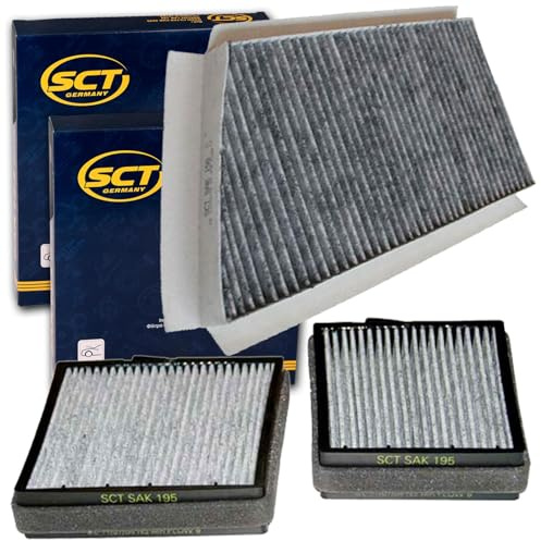 3x Innenraumfilter Aktivkohle | Sak 195 + Sak 158 für C-Klasse W203 + W209 mit Thermotronic