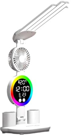 Aymzbd Lámpara de Escritorio con Luz de Lectura Y Soporte para Lápices, con Ventilador