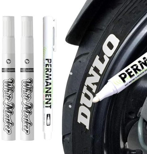 Nurila 3 Stück Reifenstift Weis Wasserfest, Auto Reifen Stift (2mm,1mm) | Graffiti Lackstifte, Lackstift Weiß,Weissreifenstift Weis Große Kapazität Für Auto Motorrad Reifen, Glas, Metall, Gummi