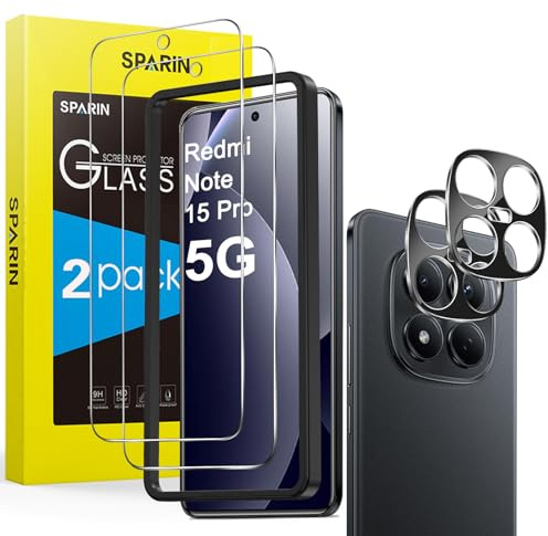 SPARIN Panzer Schutz für Xiaomi Redmi Note 15 Pro 5G (Nicht 4G), 2+2 Stück | Mit Kameraschutz, HD Klares Gehärtetes Glas Displayschutzfolie, Kratzschutz, Einfache Installationshilfe