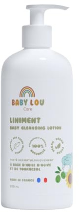 BABYLOU CARE Liniment Bébé 500 ml | Soin Nettoyant Change Bébé Peaux Sensibles | 100 % d'ingrédients d'origine naturelle & vegan, fabriqué en France | Protège, Nourrit & Apaise la peau fragile