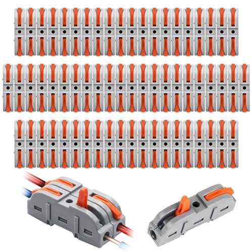 ZOVRIXIA 50PCS Electrical Connectors, 18-22AWG Wire Connectors SPL-1 Electric Wire Connector, 4mm² Cable Connectors with Actuating Lever Clamps, Can Be Freely Combined SPL2-5 Flexible Cables