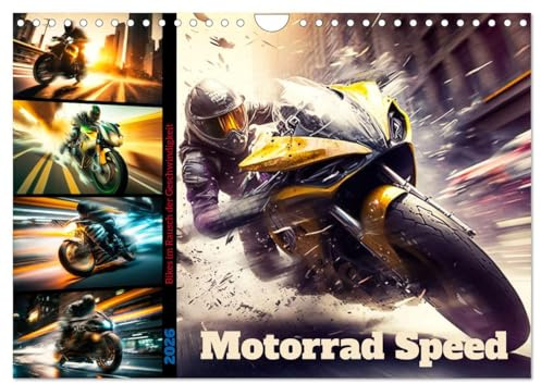 Motorrad Speed (Wandkalender 2026 DIN A4 quer), CALVENDO Monatskalender: Zwölf atemberaubende Motorradbilder im Rausch der Geschwindigkeit (CALVENDO Mobilitaet)