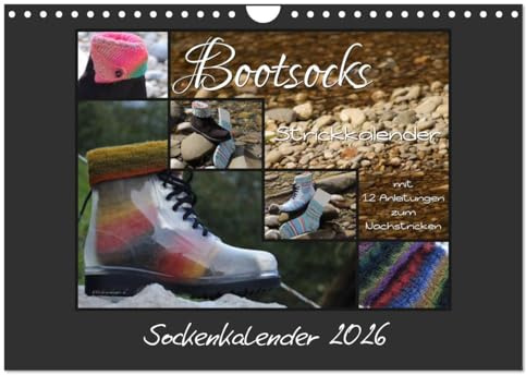 Sockenkalender Bootsocks 2026 (Wandkalender 2026 DIN A4 quer), CALVENDO Monatskalender: Strickkalender mit 12 Anleitungen für Bootsocks (CALVENDO Hobbys)