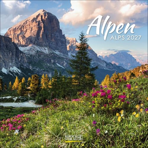 Alpen 2027: Broschürenkalender mit Ferienterminen. Format: 30 x 30 cm