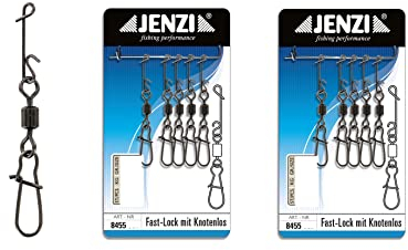 blntackle76 Set: 2 Packungen (10 Wirbelkarabiner) Knotenlosverbinder mit Wirbel brüniert,14, 20 & 24kg von Jenzi +gratis Petri Aufkleber (14Kg)
