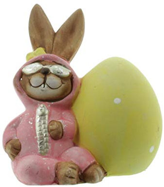 IKO Import Osterhase Dekoration Frühling Keramik 9 cm x 22,5 cm x 6 cm (Rosa)