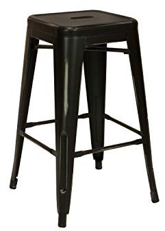 Vaukura Taburete Medio Oliix Vintage - Taburete Cocina de Estilo Industrial (Negro)