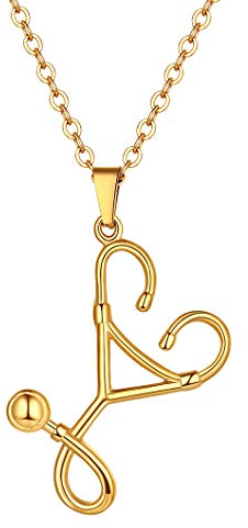 Richsteel Golde Kette Damen Stethoskop Kette Frauen Männer Halskette Schmuck Edelstahl Ketten für Mädchen und Jungen