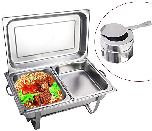 WUPYI2018 Chafing Dish Profi Set, Edelstahl Warmhaltebehälter Wärmebehälter Quadratisch Speisenwärmer ideal für für Catering, Buffet und Party Chafing Dishes