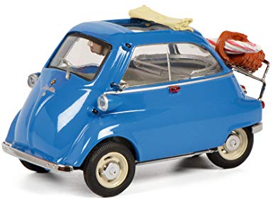 Schuco 450270000 BMW Isetta Picknick, mit Schirm und Korb, Modellauto, 1:43, blau, Limitierte Auflage Modellfahrzeug