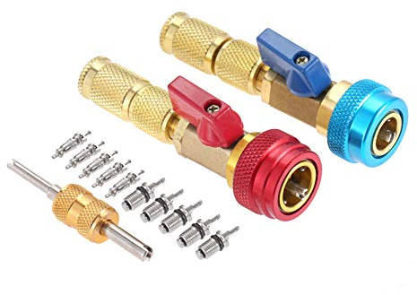 Aupoko Noyau de Valve R134A Démontage et Installation Rapide, Kit d'outils de démontage du Noyau de Valve Haute Pression Basse Pression pour système de climatisation à Fluide frigorigène R134A