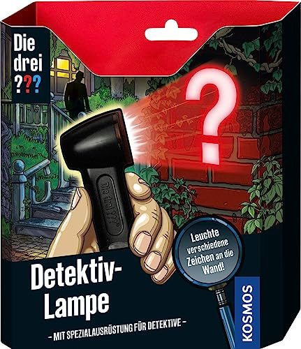 Die drei ??? Detektiv-Lampe von KOSMOS, Detektiv Spielzeug für Kinder, Rotlicht-Aufsatz, mit Geheimfach, Die drei Fragezeichen, Spielzeug für Kinder, Detektivlampe
