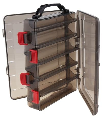 OriGlam Fishing Lure Tackle Box, Double Sided 10 Compartment Waterproof Organizer Case Boxes for Vest Casting Fly Fishing