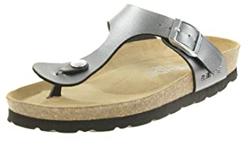 Rohde Damen Zehentrenner Pantolette Metallic-Optik Alba 5600, Größe:40 EU, Farbe:Grau