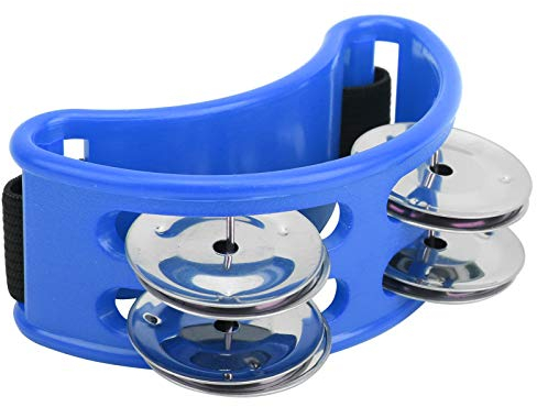 Trommel Fuß Jingle Bell, tragbare elliptische Tamburin Percussion Trommel Cajon Box Trommel Zubehör für Kinder(Blau)
