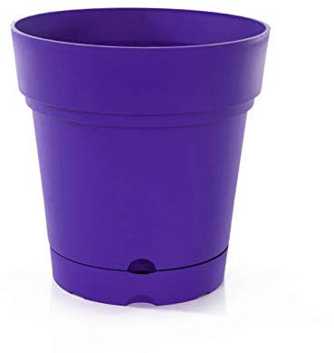 Mintra Home Pot de Fleurs Rond - Plastique Incassable - sans BPA – 21.6 cm - Planter des Fleurs, Jardinage, Plantes - Durable pour Intérieur, Extérieur, Terrasse, Pelouse (Violet)