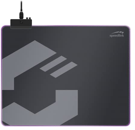 Speedlink LEVAS LED Soft Gaming Mousepad – Beleuchtetes Mauspad – Rutschfeste Maus Unterlage – Aufrollbar, Größe M, schwarz