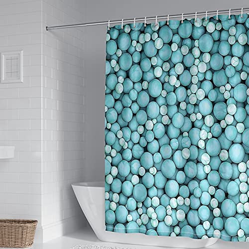 Beydodo Badewanne Vorhang 165x200 Polyester, Duschvorhang Wasserdicht Antischimmel Blau Steine Muster