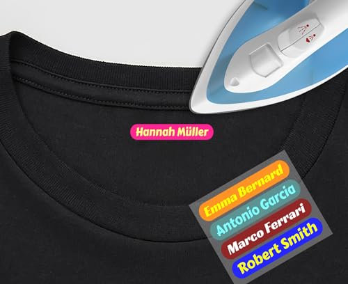 200 Etiquetas Adhesivas para Ropa Personalizadas. Medida 40mm x 8mm. Pegatinas termoadhesivas para planchar
