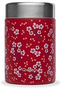 QWETCH - Boite Repas Nomade Isotherme - Hanami Rouge 600ml - Boite Alimentaire Inox - 5h Chaud et 7h Froid - Sans BPA, Étanche & Reutilisable - Lunch Box pour bureau, pique-nique, randonnée