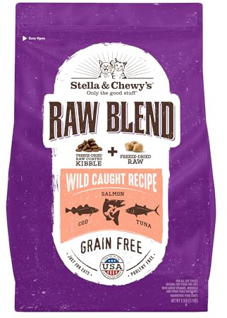 Stella & Chewy's Raw Blend Premium Kibble Cat Food – Grain Free, Protein Rich Meals – Wild-Caught Fish Recipe – 2.5 lb. Bag