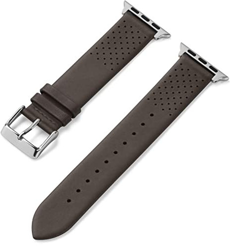 Timex Unisex Strap Compatible with 42mm - 44mm Apple Watch, Gray Leather, L, Modern