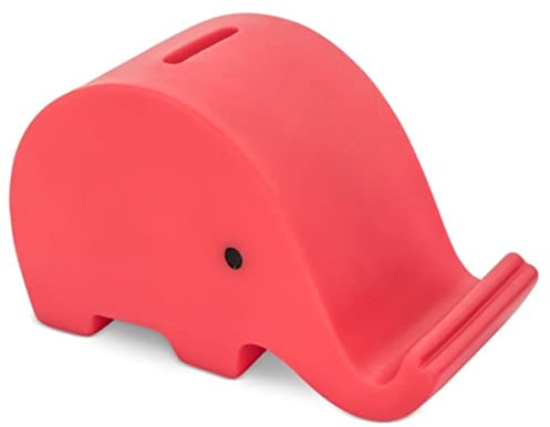 Spardose Schweinchen Elefant aus PVC mit weichem Körper in lebendigen Farben. Original kleine Spardosen für Kinder mit Stopfen. Spardose Reise leicht und robust. (Rot)