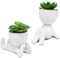 Zerzsy Lot de 2 petites plantes artificielles avec pots en forme humaine pour décoration de chambre, de bureau, de salle de bain (céramique blanche)