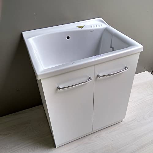 mobile lavatoio con vasca Lago (60x60, bianco liscio)