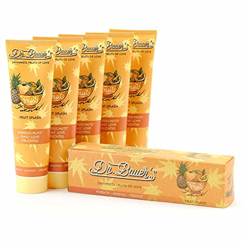 Dr. Bauer's Fruits of Love Fruit Splash Zahnpasta, Zahncreme, 5er Pack | mit tollen Geschmacksrichtungen
