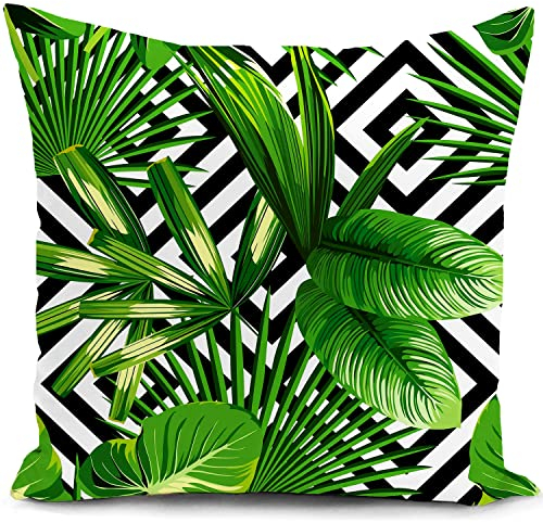 HUASHUZI Kissenbezug 40x40 Outdoor Kissen grün Blatt Balkon deko terrassen gartenkissen gartenmöbel