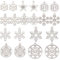 SUNNYCLUE 1 Box 20 Stück Schneeflocken Charms Schnee Charm Winter Edelstahl Doppelseitig Hohle Charme Stern Flach Rund Weihnachts Anhänger Für Die Schmuckherstellung Anhänger DIY Halskette Ohrringe