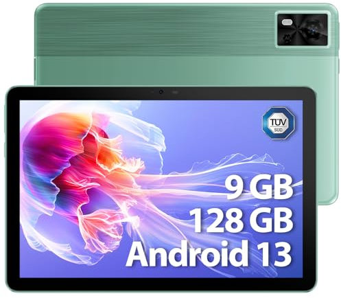 DOOGEE T10E Tablets 10 Inch Android 13, 9GB + 128GB/1TB, 10.1 Inch HD+IPS Display Tablet, 6580mAh, Octa-Core 4G LTE Dual SIM Tablet, Widevine L1, 8MP/5MP, OTG, Bluetooth 5.0+2.4G/5G WiFi, GPS - Green