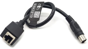 Elecbee RJ45 Female to 8-Pin Mini Din Male Cable | High-Speed Adapter Converter (30cm) for Test Equipment | Industrial Ethernet, Radar Systems, Telecoms | Durable Unshielded 8P8C Patch Lead