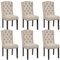 Yaheetech Lot de 6 Chaises de Salle à Manger en Tissu Effet Lin Design Classique Boutonné Ensemble de Chaises de Cuisine Rembourrées avec Pieds en Bois Massif Garniture Clou Dorés Beige