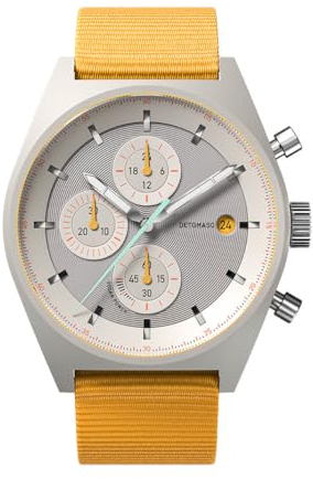 DeTomaso D10 Chrono SOLAR Gray Yellow Grau Gelb Herren-Armbanduhr Analog Solar Armband Gelb