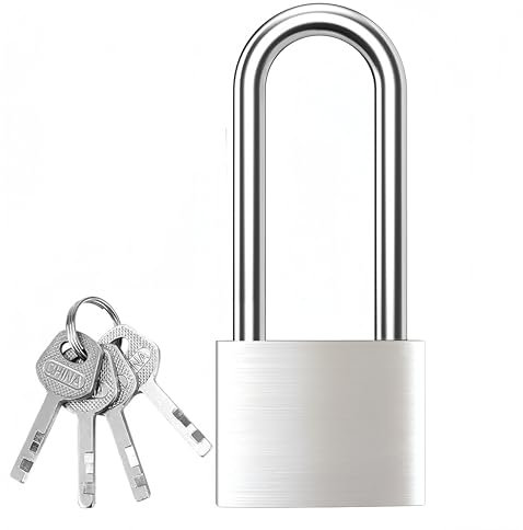 Padlocks with Keys, 7mm Long Shackle Padlocks Outdoor Heavy Duty Waterproof, Anti-Rust Outdoor Padlock Weatherproof Lock for Garden, Gym Locker, Gate, Garage, Shed(87mm Length)