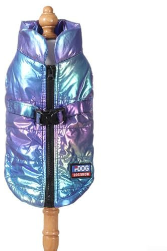 Hundejacke, wasserdichter Wintermantel mit Geschirr, Jacke, warm gepolstert, für Haustiere, warme Mäntel für Hunde, Größe M, Laserblau