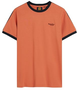 Superdry Herren Essential Retro T-Shirt mit Logo Mango Orange/Finster Marineblau XL