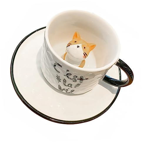 LIFKOME Taza de Cerámica con Diseño de Animales en 3d para Té Caliente/taza de Oficina con Dibujos de Animales de 220 Ml