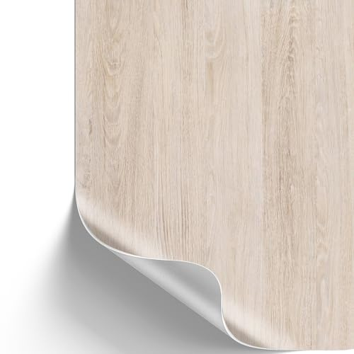 [13,89€/m²] Klebefolie in Holz-Optik inkl. Rakel & E-Book I Selbstklebende Holz Folie für Möbel & Küche - hitzebeständig & abwaschbar I Möbelfolie I Dekofolie (Eiche Santana kalk, 4m x 67,5cm)