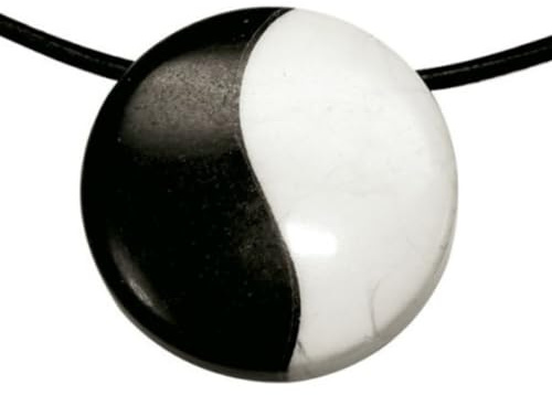 Yin Yang Kettenanhänger Anhänger schwarz weiß gebohrt Magnesit Obsidian