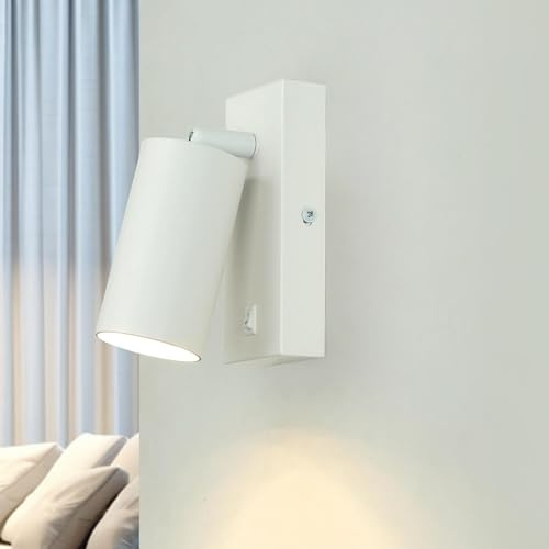 Licht-Erlebnisse Wandspot Aluminium Stahl Weiß Flur Küche Wohnzimmer H:14 cm GU10 mit Schalter beweglich Leselicht Wandstrahler Schlafzimmer EMILY