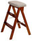 Folding Wood Step Ladder Stool 3 Step Mini Stepladder Multifunction Stairway Chair Ideal for Library/Office (B)